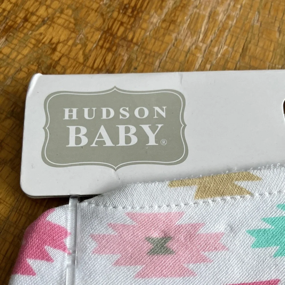 Hudson Baby Pink and Green Bandana Bibs Set